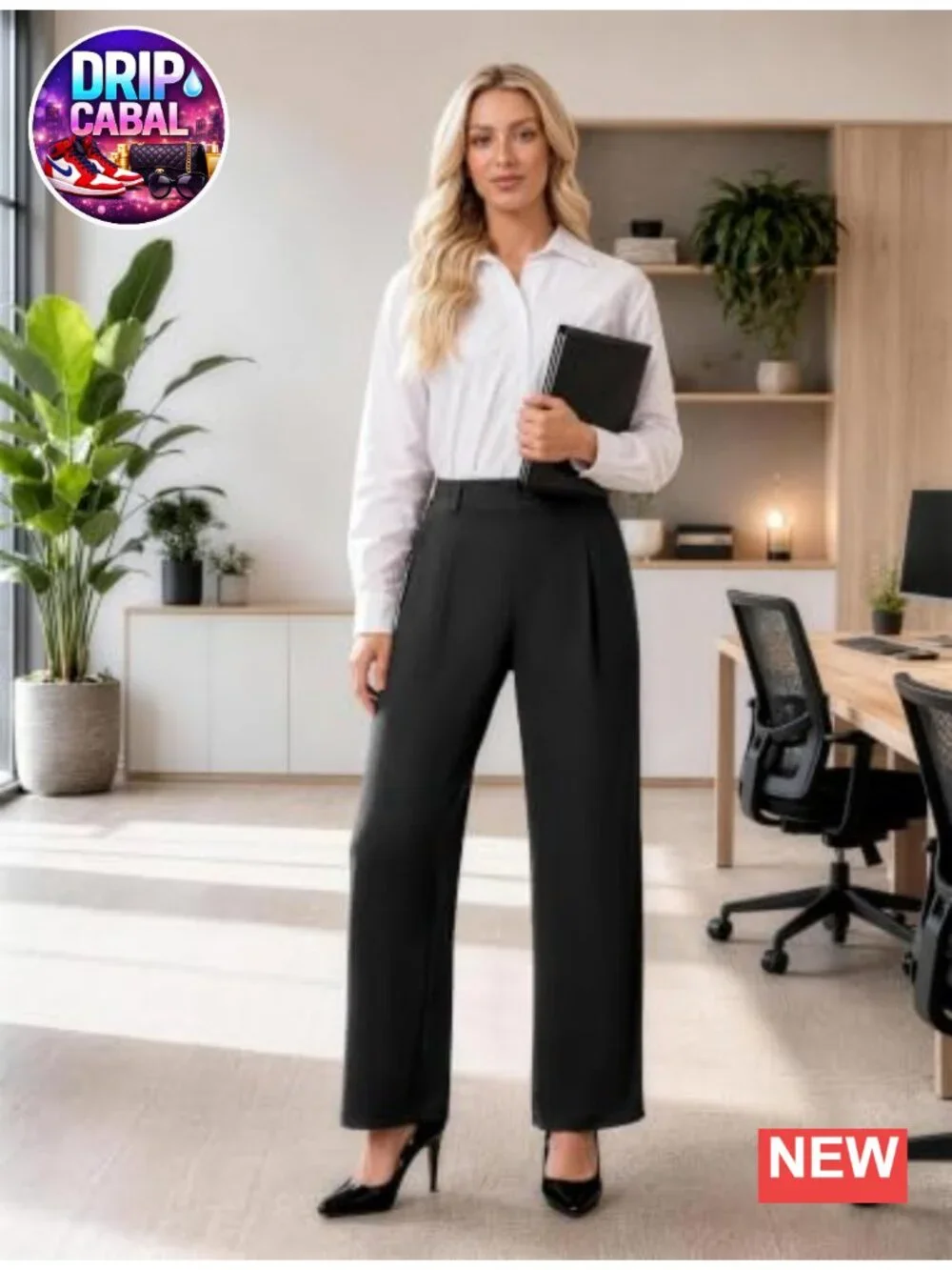 Women's Wide Leg Dress Pants High Waisted Pull On Stretchy Business Casual